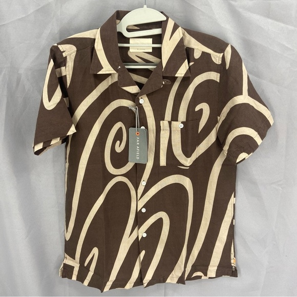 Far Afield Selleck Short Sleeve Shirt Desert Palm Button Front Size Small NWT - Picture 1 of 9